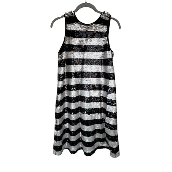 Gianni Bini Sparkling Black and Silver Striped Kids Dress size XL - Picture 3 of 7